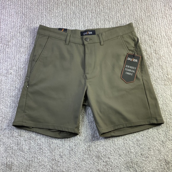DU/ER Nustretch Shorts Thyme Green Technical Performance Mens Size 32 NWT - Picture 2 of 16